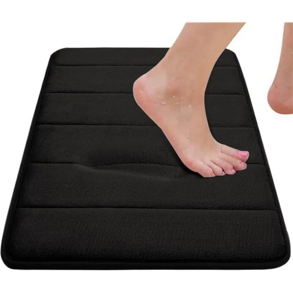 Bathroom Rugs Set Memory Foam Non Slip Bath Mats Absorbent Soft 3 Piece Shaggy